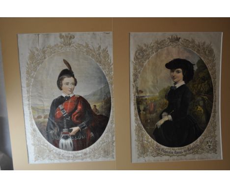 A pair of portrait prints of HRH Albert Edward, Prince of Wales, and HRH The Princess Royal of England, bride of Frederick Wi