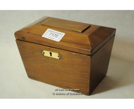 A mahogany sarcophagus tea caddy, 15.5cm wide