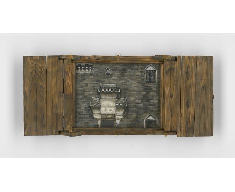 Datian, He -- Window of the old houseÖl auf Leinwand, in Holzrahmen mit Fensterläden, 1988.40 x 62 x 8 cm.Die Leinwand unten 