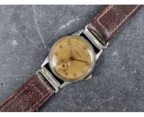 An early 1940s Ralco stainless steel manual wind wristwatch, 28mm, on contemporary leather strap, with associated box.