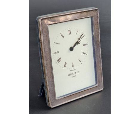 A silver mounted easel clock, by Kitney &amp; Co, London 1991, 15.5cm high.