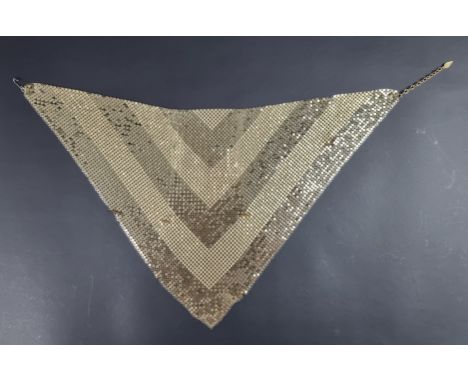 A 1980s gold mesh foil scarf or bib necklace, by Whiting &amp; Davis Co, in a Garrards fitted case.