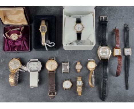 A 1920s Walker 9ct gold manual wind ladies wristwatch, 21mm, on contemporary bracelet; together with a group of wristwatches.