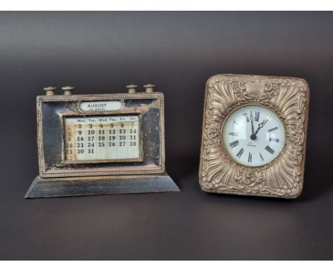 A silver mounted quartz easel clock, by&nbsp;Keyford Frames Ltd, London 1990, 11.5cm high; together with a silver mounted des