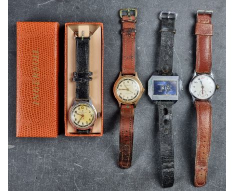 A 1970s Ingersoll 'Digital Jump Hour' stainless steel manual wind wristwatch, 39.5mm, on contemporary 'racing' strap; togethe