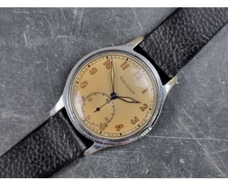 A late 1940s military style Jaeger-LeCoultre stainless steel manual wind civilian wristwatch, 33mm, Ref. 556482, Cal. P489/C,