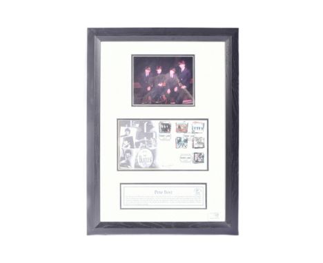 The Beatles - Pete Best (Original Drummer) - autographed Royal Mail First Day Cover / FDC, mounted alongside an image of the 