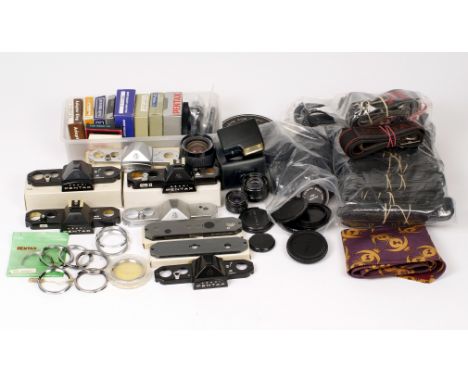 Box of Pentax Spare Parts &amp; Accessories, Some New. To include 20-40mm zoom lens for 110 system, large number of camera st