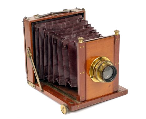 Morley Half Plate Field Camera. (condition 5F) with Perken, Son &amp; Rayment Rapid Euryscope lens. Replacement lens panel (F