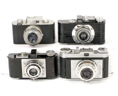 Group of Four 35mm Cameras. Royer Savoy, the original version where the front had to be removed to load the film, a very tric