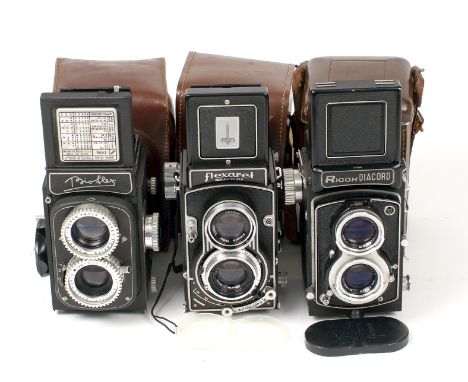 Group of Three 120 TLR Cameras. Comprising Bioflex, Meopta Flexaret Model VII and an uncommon Riken Diacord with Rikenon f3.5