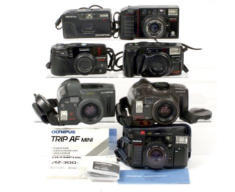 Group of Olympus &amp; Minolta Compact Cameras. To include Trip AF and Superzoom models. (untested).  (Cabinet F)