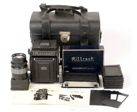 MKK Rittreck IIa Medium Format SLR Outfit. To include camera body #10087 with Musashino Luminant f3.5 10.5cm lens, Msashino L