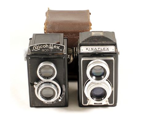 Two 120 Twin Lens Reflex Cameras. Kinaflex with SOM Berthoit Flor f3.5 75mm lens (condition 5F) and a Ricohflex Model B with 