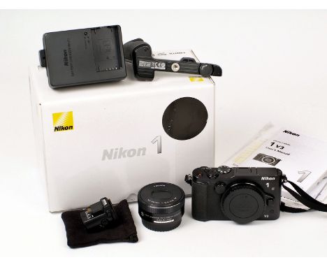 Nikon 1 V3 Compact Digital Camera Outfit. Comprising Nikon 1 body with VR 10-30mm PD zoom (condition 4E) battery and charger;