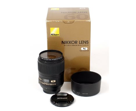 Nikkor AF-S Micro Nikkor 60mm f2.8 G ED Lens. (condition 4E). With Hoya Pro UV filter and caps, in makers box.  (Cabinet E)