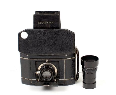 National Graflex Camera with B&amp;L f4.5 Lens &amp; Additional, Rare 140mm f6.3 Telephoto Lens. (condition 4/5F). (From the 