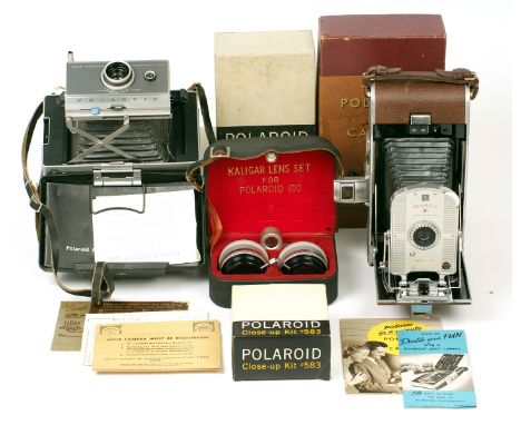 Polaroid Model 95 &amp; 100 Cameras &amp; Accessories. To include a good example of a Model 95 - the first Polaroid camera, l