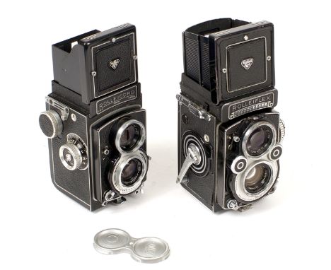 A Rolleiflex &amp; a Rollicord TLR Camera. Comprising metered Rollefilex 3.5F #2853170 with Xenotar 75mm f3.5 lens (shutter s