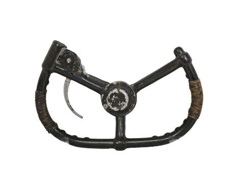 Avro Lancaster bomber steering yoke, the centre boss indistinctly stamped, perhaps ACL36, Air Ministry marked button REF. No.