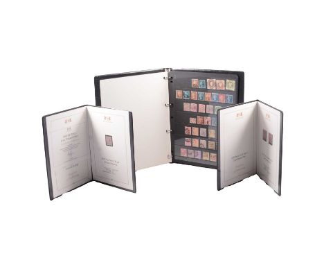Ten Harrington &amp; Byrne stamp presentations, including ring binder with 1840 to 1900 Queen Victoria stamp collection, 1855