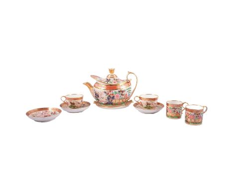 Barr Flight &amp; Barr Worcester part service, c1810-1815, Imari fence pattern, including teapot on stand, height overall 18c