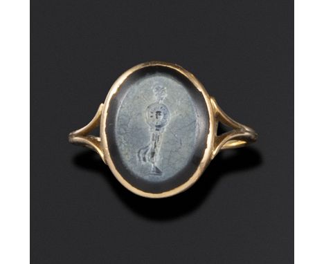A Roman nicolo intaglio depicting Minerva, c1st century AD, the Archaising representation of Minerva in the posture of the Pa