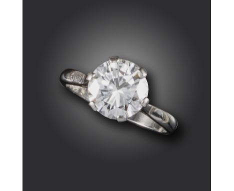 A diamond solitaire ring, the circular-cut diamond weighs approximately 2.60cts, claw-set in platinum, size N