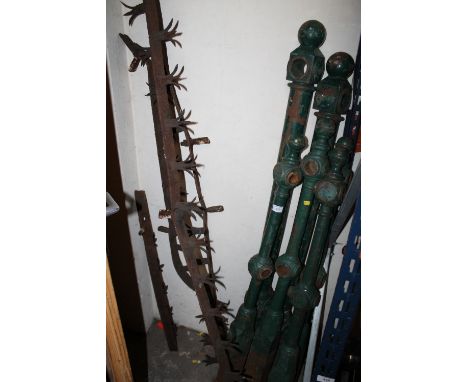 SIX GREEN POSTS PLUS VICTORIAN RAILING