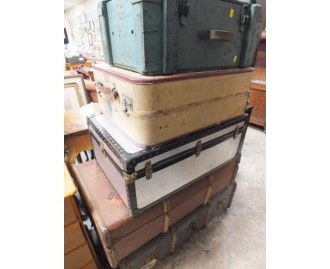 FOUR ASSORTED VINTAGE PACKING CASES & AN PINE BOX (5)