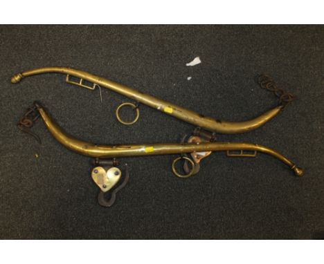 A PAIR OF VINTAGE BRASS HORSE HAMES
