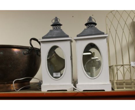 A PAIR OF MODERN WHITE LANTERN LAMPS 