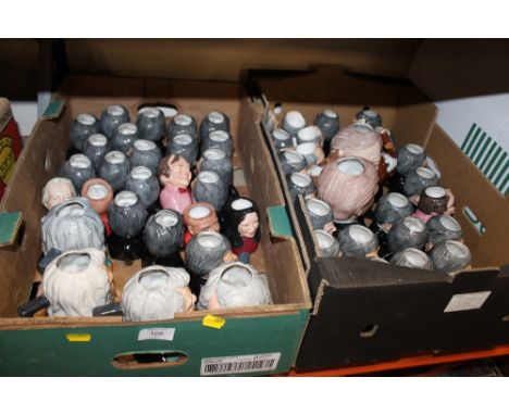 TWO TRAYS OF CERAMIC CHARACTER JUGS TO INCLUDE GORDON BROWN 
