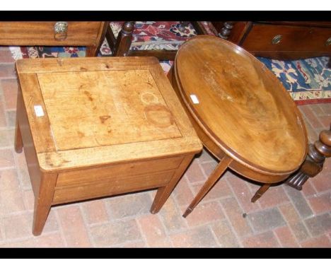 Mahogany oval coffee table, together with a Victorian mahogany commode 