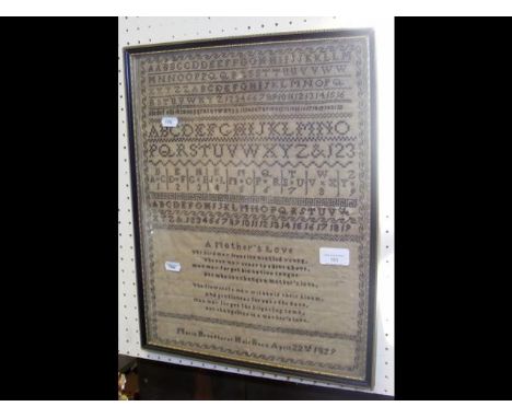 An 1829 sampler - Maria Broadhurst Hale - 42cm x 33cm 