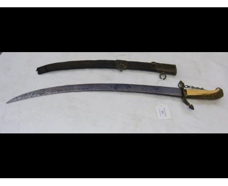 Antique Naval Officer's dirk with ivory handle - 53cm long CONDITION REPORTAs per imagesChip to ivory handleTip of scabbard m