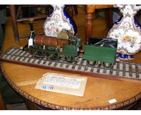 Scratch built 3.5" gauge model 'Live' steam locomotive and tender - 'Lion' - original engine built for Liverpool and Manchest