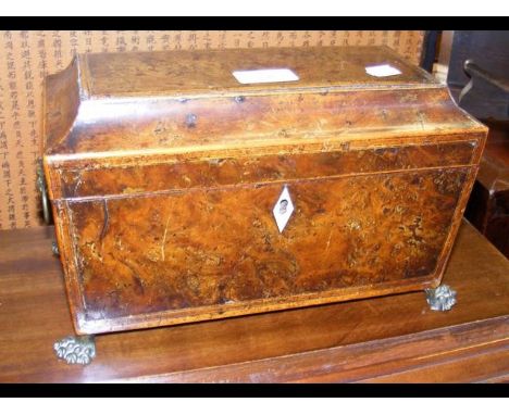 A 19th century tea caddy with Lion paw feet - 28cm 