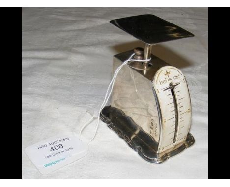 Silver postal scales with sprung platform - Birmingham 1902 by Levi &amp; Salaman 