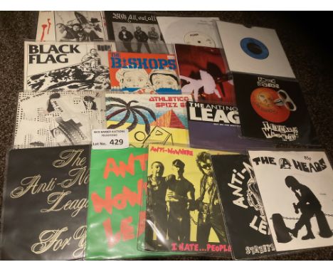 Records : Punk - Nice collection of rare 7" singles - all fine cond - inc Magalomania, Blitz, Black Flag, Anti-Nowhere League