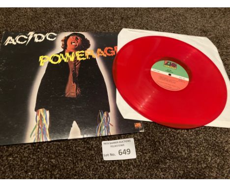 Records: AC/DC - Powerage Album - canada issue 1978 - KSD19180 - rare red vinyl issue - vinyl/sleeve both fine cond 