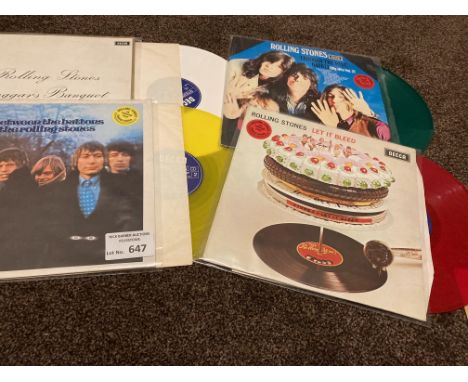 Records: Rolling Stones albums reissues Let it Bleed, Past Darkly, Between the Buttons, Beggars Banquet all coloured vinyl - 