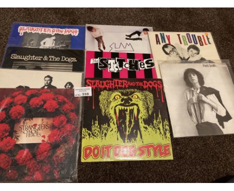 Records : Punk - great rare albums inc Slaughter of the Dogs, The Stitches, Patti Smith (9) vinyls/sleeves - great