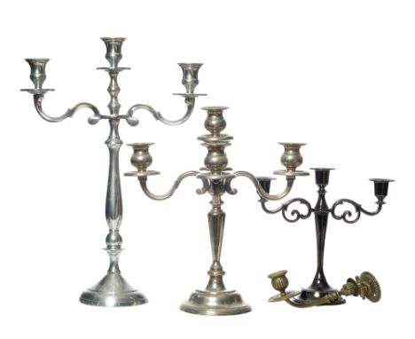 Contemporary A group of six silver metal candelabra With additional light fittings  To be sold without reserve 