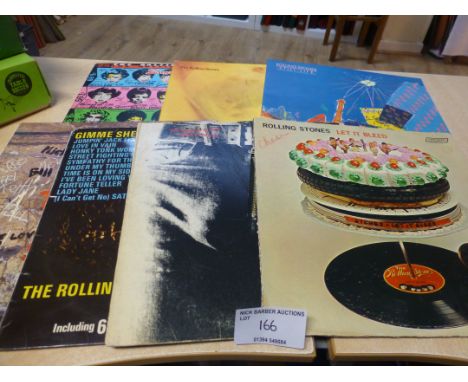 Records : Rolling Stones X 7 original LP's inc. Goats Head Soup, Some Girls - Uncensored, Let it Bleed, Sticky Fingers - cond