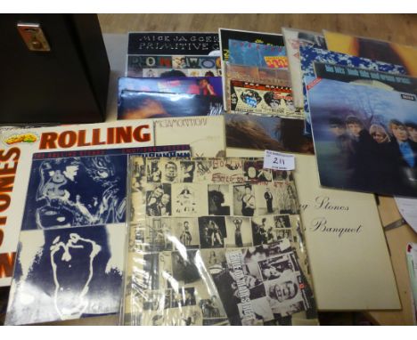 Records : Rolling Stones - nice case of Stones &amp; related albums inc. Metamorphosis, Sticky Fingers, Beggars Banquet, exil