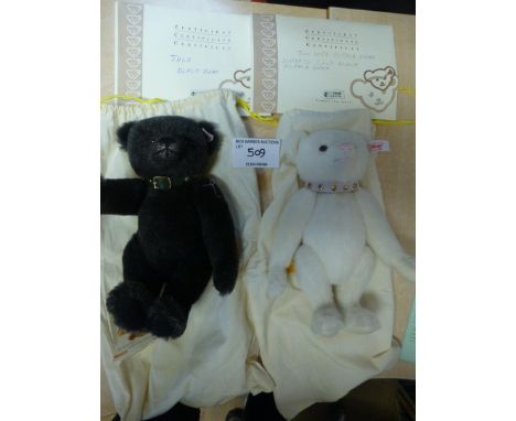 Collectibles : Steiff bears (2) Jack &amp; Jill bears, black/white with certificates &amp; bags