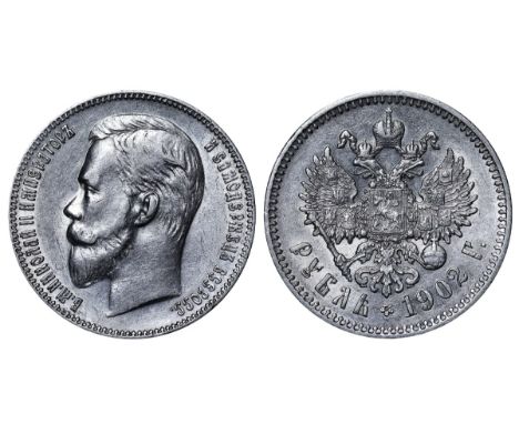 Russian Empire, Emperor Nicholas II (1894 - 1917), 1 rouble, 1902 year, Silver, 20 gr, Y#59.1, Bitkin 56 (R)
