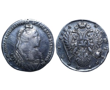 Russian Empire, Empress Anna Ioannovna (1730 - 1740), 1 rouble, 1734 year, Silver, 25,85 gr, KM#197, Bitkin 108 (R)