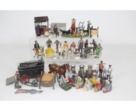 Britains, Johillco, Similar - A group of farming figures and farm related items by Britains and similar makers. Lot includes 